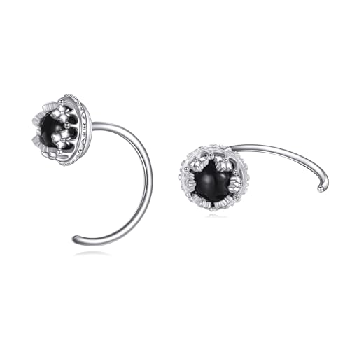 Boucles d'oreilles créoles couronne argent 925 filigrane noble