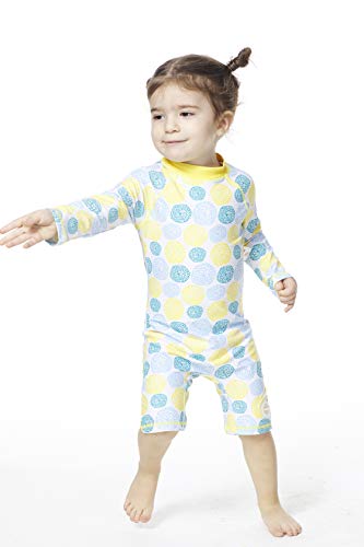 Adaverano Baby Girls Sunsuits/Swimsuits Upf 50+ One Piece L/S Rashguards(Lemon,3-6M) #TOP6