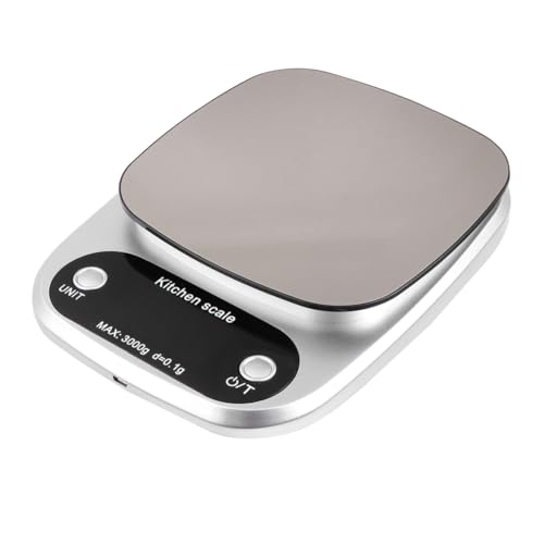 LOORGVEL Báscula Digital de Cocina Recargable Acero Inoxidable Pantalla LCD Alta Precisión Portátil para Alimentos y Joyería