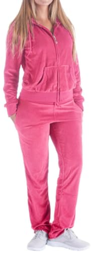 LeeHanTon Womens Sweatsuits Sets Workout Running Athletic Jogging Suits 2 Pieces Hoodie and Pants Outdoor Plain Tracksuit Set Coral M