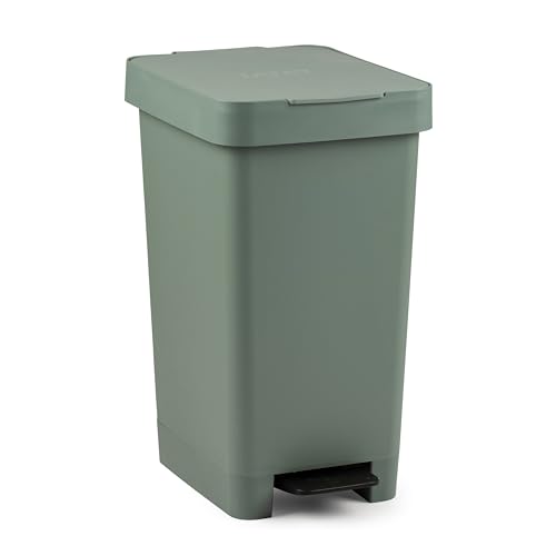 Tatay Cubo de Basura Cocina con Pedal Smart 25L | Diseño Compacto y Funcional | Uso Interior y Exterior | Compatible con Bolsas de 30L | Plástico Reciclado Libre de BPA | 26x36x47cm, Verde