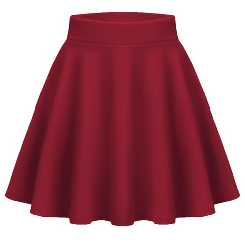 Zeagoo Summer Skirt for Women Plus Size Skirt Womens Flared Versatile High Waist Mini Skirts Stretchy Casual Skirts Style Ideal for Party Concert Outfits and Party Club Events Red