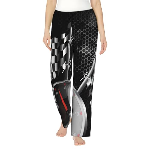 Pantalon de pyjama confortable femme ample avec poches et motif carreaux tendance