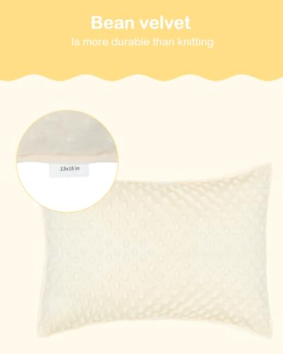 Image of ALVABABY Toddler Pillowcase Kids Pillow Cover Bean Velvet Soft Warm 2 Pack Fit 13 inchx 18 inch or 12 inchx16 inch Envelope for Girl Boy Travel