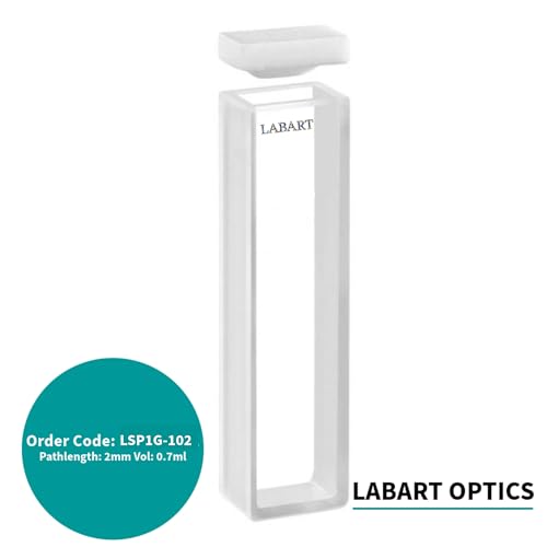 Image of LABART Glass Cuvette (Pathlength: 2mm, Volume: 0.70ml with PTFE Cover, Spectrophotometer) Set of 2 Pcs with Transmission Certificate