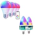 Linkind Matter E12 Smart Light Bulb 470lm RGBTW 2Pack Bundle Color Changing Smart Light Bulbs A19 4 Pack, Compatible with Alexa & Google Home