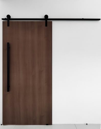 Porta De Madeira + Kit De Correr 2m + Puxador Flat 1m Preto Cor:I...