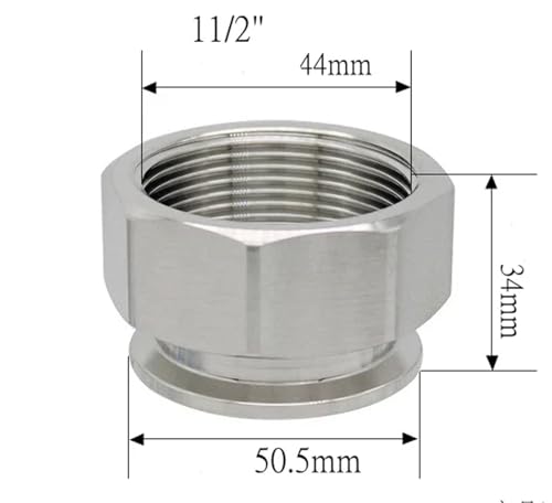Conector Tri Clamp de 1.5" a Hembra 1 1/2" BSPT en Acero Inoxidable 316L para Tuberías 3
