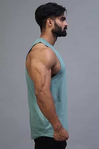 Image of JUARI BE A GENTLEMAN Men's Supper Combed Narrow Shoulder Gold Finish Sleeveless Deep Arm Cut Cotton Vest