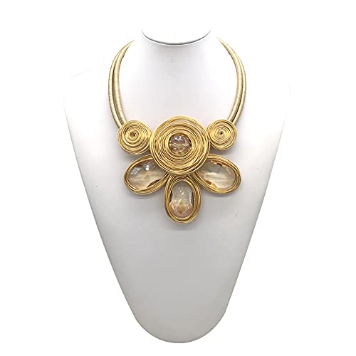 Chunky African Statement Necklace For Women Tribal Fashion Costume Jewelry Earring Sets Unique Colorful Big Rhinestone Crystal Pendent Collar Choker Bib Handmade3