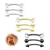 Piercing para cejas de 16 g, 9 unidades, acero quirúrgico, plata, oro, negro, oreja, hélice, caracola, daith, para mujeres y hombres, labio, labio, lengua, cejas (anillos de cejas de 10 mm)