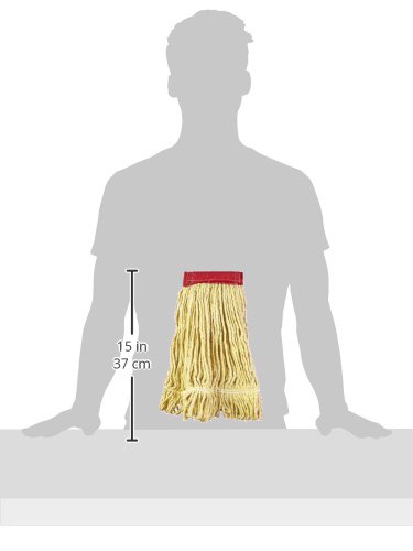 Amazon Basics Loop-End Synthetic Commercial String Mop Head, 5 Inch Headband, Medium, Yellow, 6-Pack