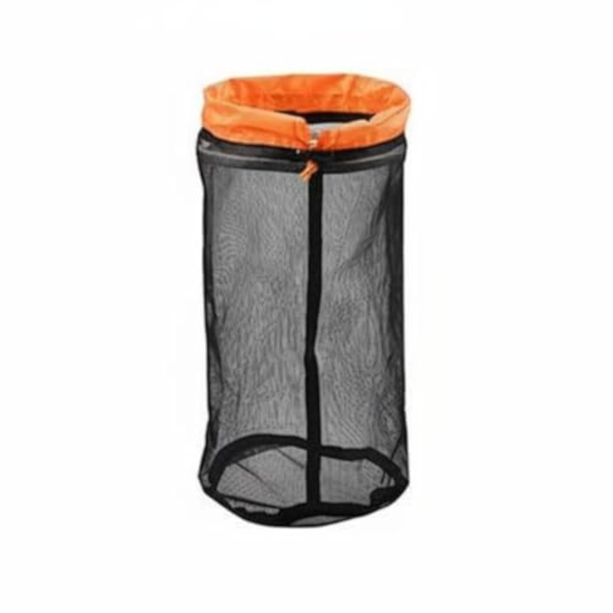 Cylindrical Orange-Black Drawstring Mesh Bag