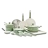 Essence 17-Piece Ceramic Nonstick Cookware – Toxin-Free, Dishwasher & Oven Safe, Green - Dishwasher Safe And Oven Safe Up To 350°F For Flexible, Low-maintenance Cooking #3