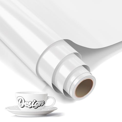 Likcut Permanent Vinyl 12 x 6ft White Adhesive Vinyl Roll White Vinyl for Likcut Cricut & Silhouette Cameo Cutting Machine Ideal for Brithday & Party Home Decor
