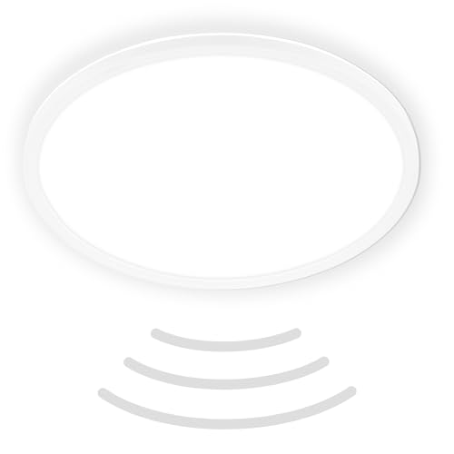 - Plafoniera LED con rilevatore di movimento IP44 portata 3m colore luce bianco neutra piatto rilevamento a 120 gradi plafoniera LED pannello LED 42x3 cm