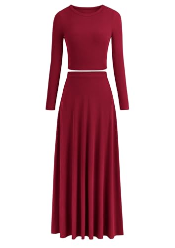 PRETTYGARDEN Women Fall Spring 2 Piece Outfits Dressy Casual Ribbed