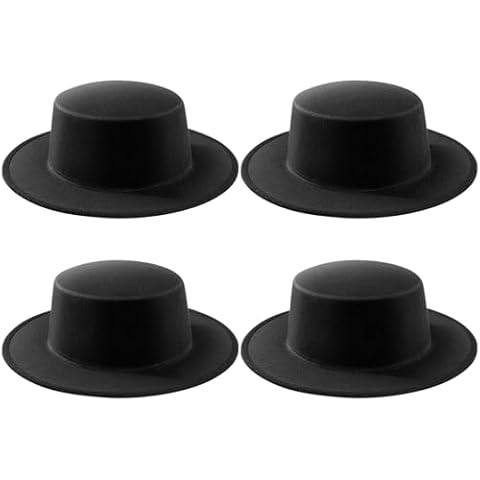 YEAJOIN 4PCS Fashion Black Fedora Flat Hat, Classic Wide Brim Jazz Hats Church Derby Cap for Women and Men (Black) Cover