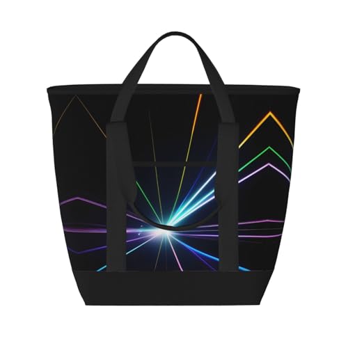 Sac isotherme grande capacité noir motif laser pour courses et repas adultes