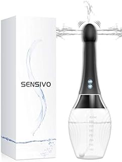 Automatic Electric Enema Bulb with 7 V-Modes & 3 Speeds, 15.3oz SENSIVO Anti Back-Flow Anal Douche, Medical Silicone Enema Kit for Men Women Comfortable Colon Vagina Cleansing, BPA & Phthalates Free