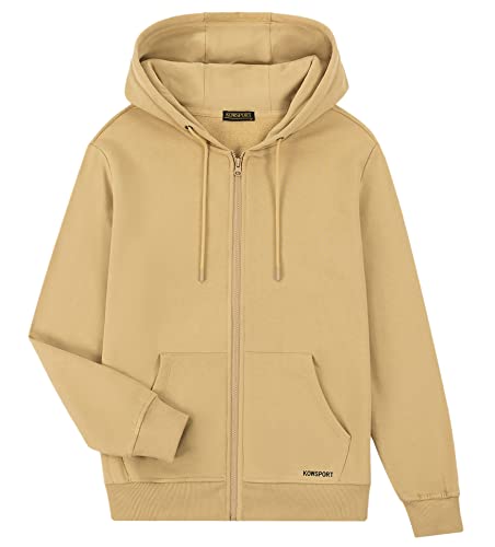 KOWSPORT Men's Full Zip Hoodie Soft Brushed Inside Fleece Casual Sport Hooded Sweatshirt Size S-3XL