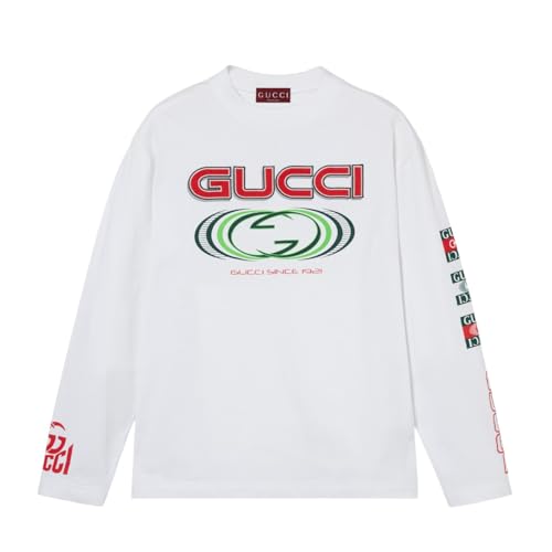 GUCCI 刺繍ロゴ ホワイト長袖カットソー Gucci White Cotton Jersey Embroidered/Printed Long Sleeves T-Shirt