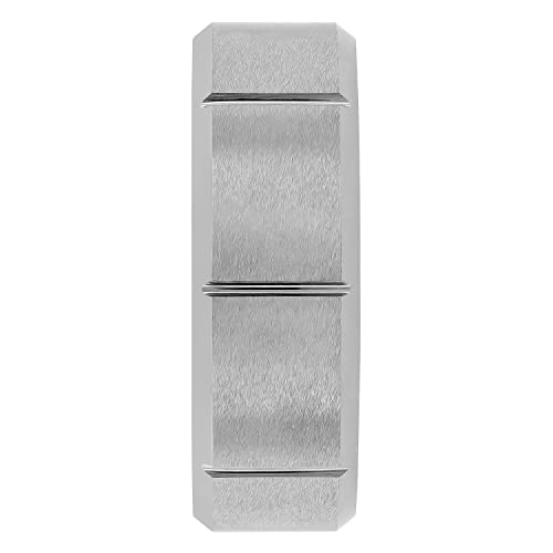 Tantalum Carbide 8mm Silver Gray Tone Brushed Finish Vertical Grooved Men’s Wedding Band Ring4