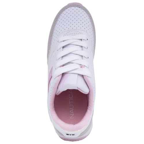 Nautica Kids Girls Casual Slip-On Bungee Fashion Sneakers Oxford Comfortable Walking Shoe-Runout Toddler-White Iridescent Pink Grey Size-10 - image 5