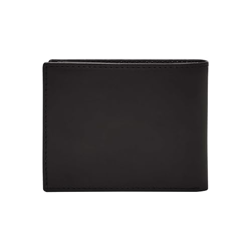 Image of Fossil Men's Wallet, Derrick Leather RFID-Blocking Wallet Bifold Passcase with Removable Card Case, Black