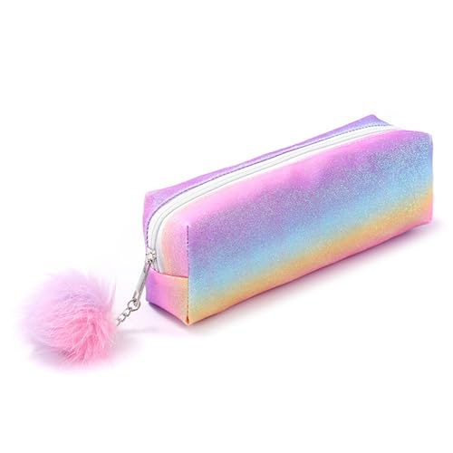 HTTDSLF Trousse à Crayons avec Paillettes, Arc-en-Ciel Trousse de Toilette Fille, Pencil Case avec Zip Pratique, Crayons avec Fermeture Éclair, Fournitures Scolaires...
