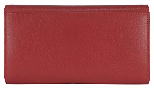 Image of Women's Top Grain Leather Wallet, RFID Blocking Bifold clutch, 17 Card Slots, Zip Pocket Organizer, Elegant Gift for Women - Birthday, Valentine, Anniversary - RED