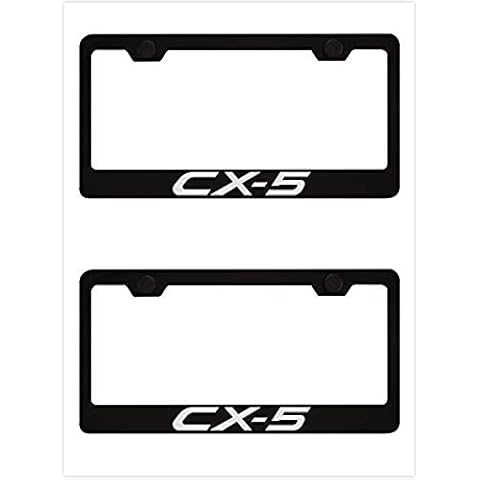 Vestian CX-5 Black Car License Plate Frame Cover Holder with Caps Screws Rust Free Stainless Steel for Mazda CX5 (2) Cover