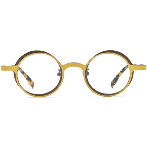 Image of FONEX Colorful Pure Titanium Glasses Frame Women Retro Round Eyeglasses