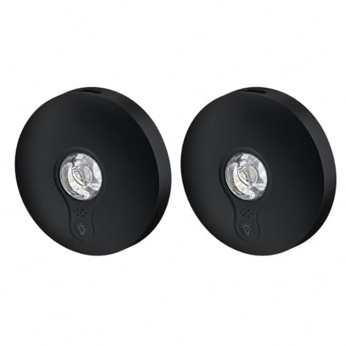 Image of Yiliaw Rechargeable Puck Lights with Remote, 2 Pack Magnetic Under Cabinet Lighting, 1500mAh Battery Operated LED Tap Lights with Dimmer & Timmer for Kitchen, Closet, Shelf - 3 Color Temps, Black