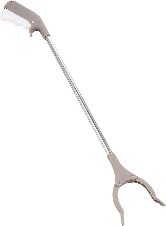 Grabber Reacher Long Handy Tools, Trash Picker Litter Picker, Stainless Steel Trash Foldable Garbage Pick Up Tool, Grabber Gripper Reaching Cleaning Tool for Garden, Picnic (Grey)