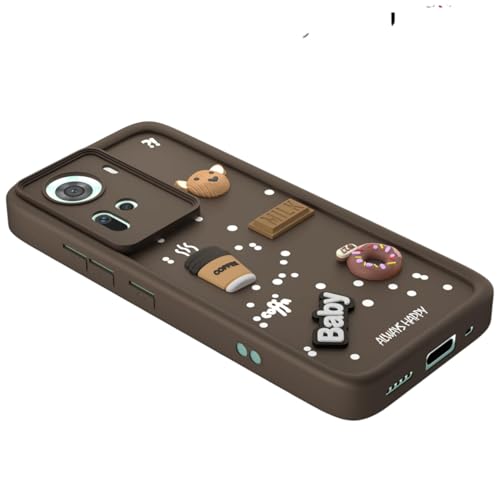 Image of Bintage CASE Cute Fun Taddy Cartoon 3D Ball Bear Milk Cake Coffee Silicon Case Full Body & Camera Protection Back Cover Compatible for Oppo Reno 11 5G - Brown