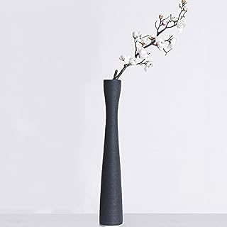 Cutfouwe Vase Black Matt 40 Cm High,Decorative Twigs for Floor Vase, Ceramic Narrow Vase for Pampas Grass, Flower Vase Dried Flowers,Handmade Vases Decoration Modern Living Room Office Table,Black