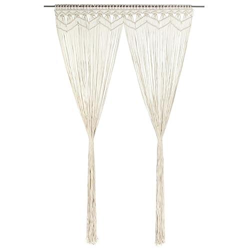 Mokuyary Cortina de macramé de 140 x 240 cm, de algodón, estilo bohemio, para decoración de pared del hogar