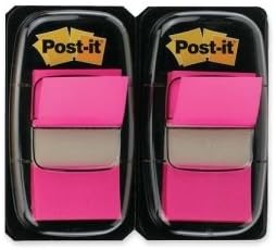 Post-it banderas, 1inch, ideal para marcar y flagging documentos en papel, rosa brillante, 50por dispensador, dispensadores de dos por paquete