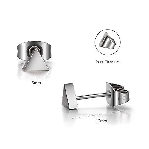 G23 Titanium Earrings Studs Triangle Earrings Matte Brushed, Tgnel Pure Titanium Helix Cartilage Tragus Earrings For Women Men, Hypoallergenic Earrings For Sensitive Ears #TOP1