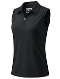 MAGCOMSEN Polo Shirts for Women Sleeveless Golf Tank Tops 1/4 Zip Quick Dry Workout UV Protection Tops Athletic Black M