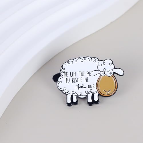 Christian Shepherd Enamel Pins, He Left The 99 Lost Sheep Brooch Pin, Gift For Jesus Lover God Lover Christian Devotee, Matthew 18 12 Bible Verse Brooches, Religious Lapel Badge, Jesus Rescue Decorative Jewelry2
