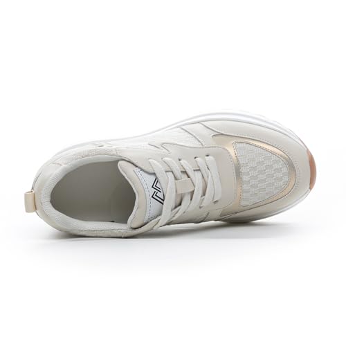 High Platform Sneakers for Women Hidden Heel Wedge Sneakers Dressy Fashion Wedge Tennis Shoes Increasing 3.94 inches3