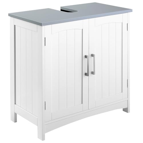 ELEMENT ACE Pedestal Sink Storage Cabinet with Double Doors, Under Sink Cabinet with Shelf, Wall-Mountable Space-Saving U Cut-Out Easy Assembly White