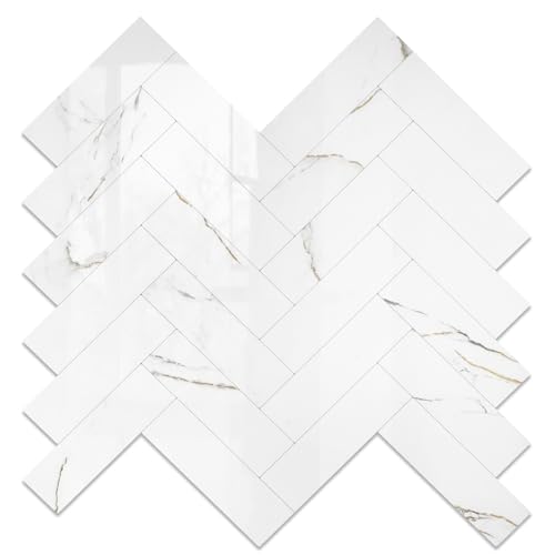 Yipscazo Marble Gold Herringbone Backsplash