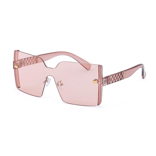 Lunettes de soleil surdimensionnées sans monture pour femme avec grands verres miroir rétro