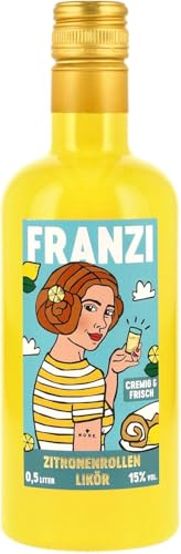 Franzi | Zitronenrollen Likör | 500 ml | 15% Vol. | Samtig weicher Sahnelikör | Geschmack von Zitrone und Vanille