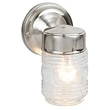 Design House 507806 Jelly Jar 1 Light Indoor/Outdoor Wall Light, Satin Nickel