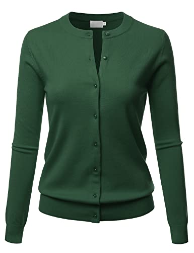 Image of LALABEE Women's Crew Neck Gem Button Long Sleeve Soft Knit Cardigan Sweater