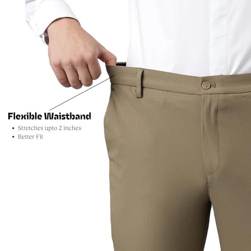 Image of SUBTRACT Slim-Fit Stretchable Lycra Formal Pants for Men with Flexible Waistband | Stylish Men's Wear Trousers for Office or Party |Dress Trouser Pant